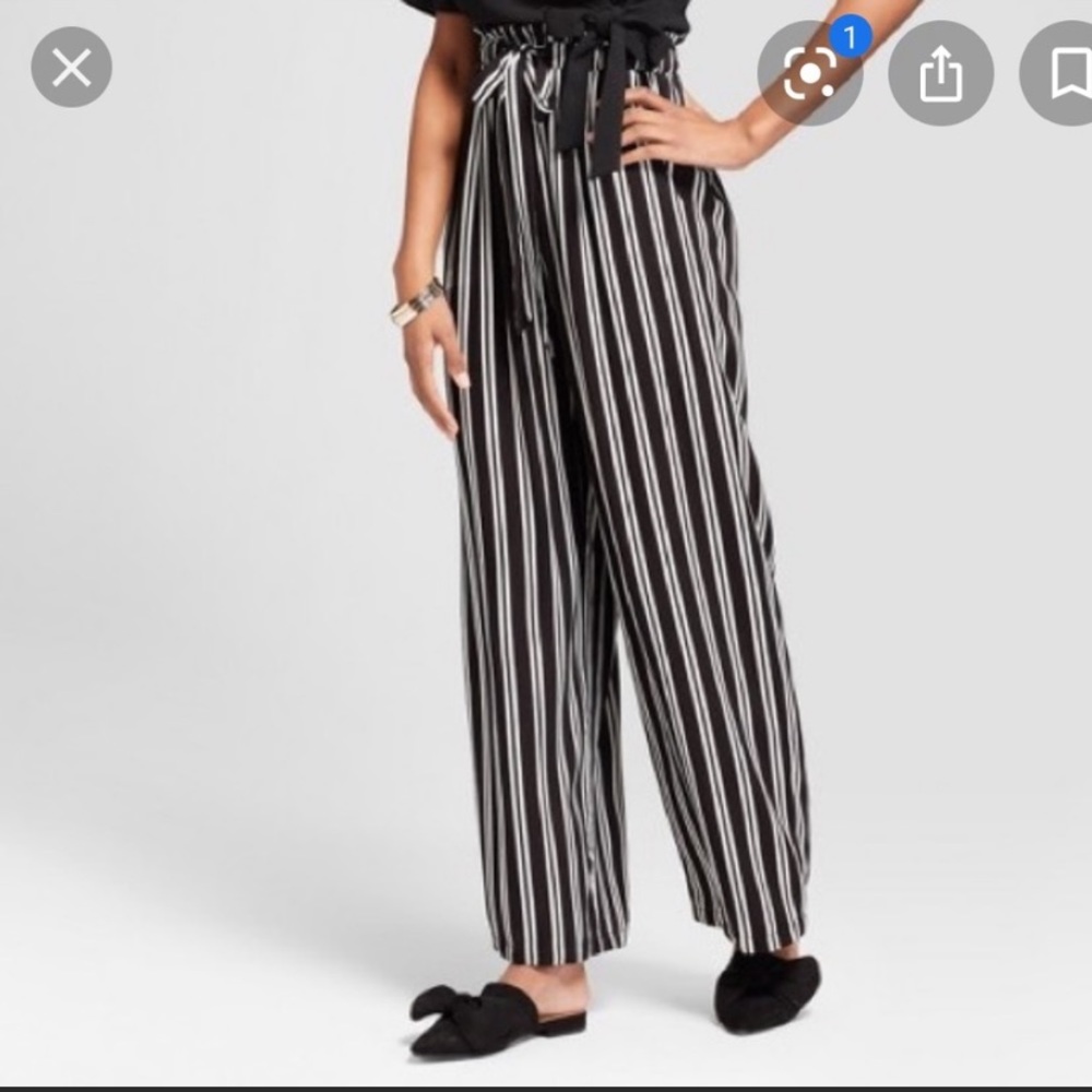 Xhilaration Black Striped Wide Leg Pants